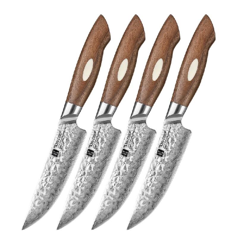XinZuo - Couteaux à steak Damas 4 pièces - B46W série Jiang - multicolore multi-matériau B46W-4NP_0