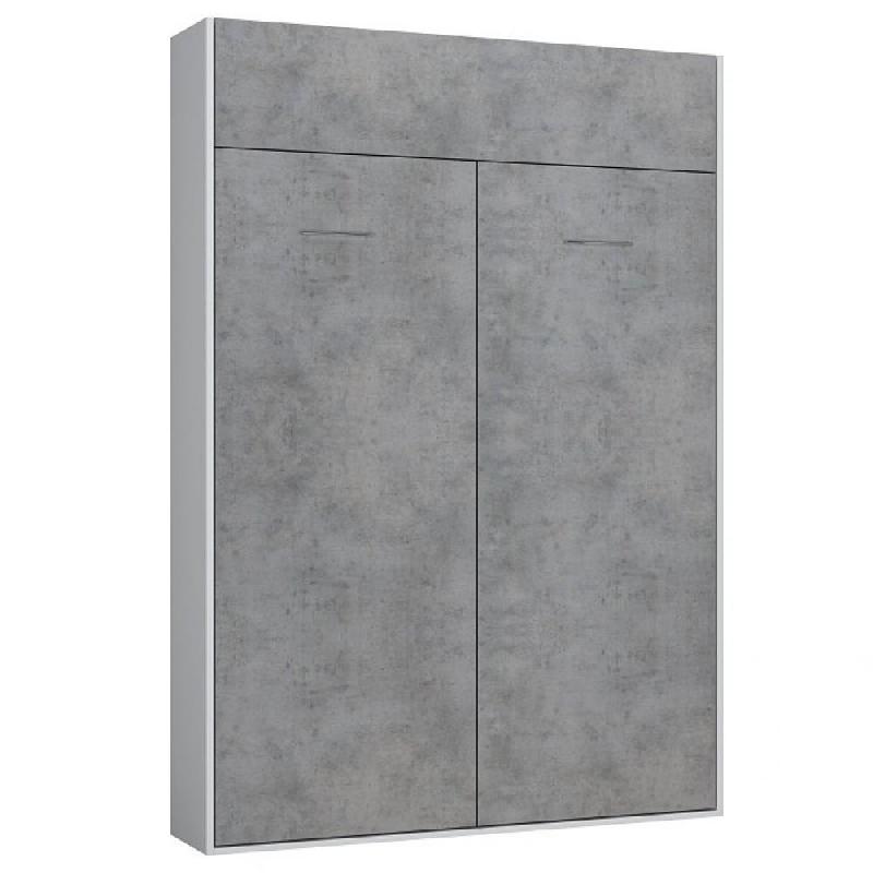 ARMOIRE LIT ESCAMOTABLE DYNAMO BLANC MAT FAÇADE GRIS BÉTON 140 X 200 CM_0