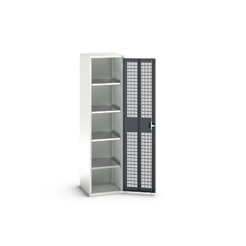 Armoire d'atelier Verso - Porte ventilée - 4 tablettes réglables - LxPxH : 525x550x2000 mm_0