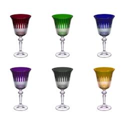 Coffret de 6 verres à pied 22 cl en cristallin taillé -  Multicolore Rond Cristallin Table Passion - multicolore 3106233470508_0