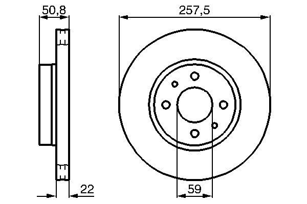 Disque de frein ventilé Bosch 0986478512 - boîte de 2 - avant - 5 trous - épaisseur 22 mm_0
