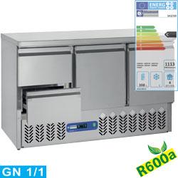 Pack saladette inox frigorifique : 3 portes dont 2 tiroirs nouveau gaz compact line - SA3/R6_GC1/2/R6_0