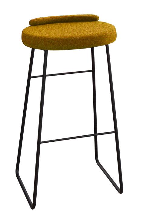 POLO / TABOURET HAUT PIEDS NOIR ASSISE TISSU MOUTARDE_0