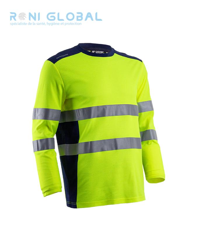 T-shirt de sécurité haute visibilité - manches longues anti-UV UPF 35+ - coton et polyester - Class 3 - RIKKA COVERGUARD_0