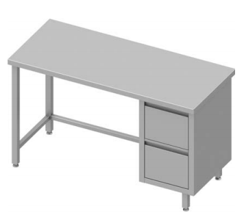 Table de travail inox centrale avec deux tiroirs  à droite sans étagère 1200x800x900 soudée - 932728120_0