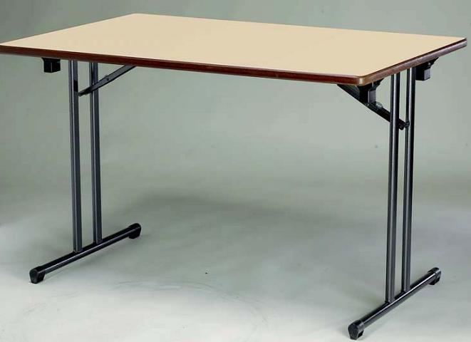 Table pliante en bois Berry - empilable, plateau mélaminé ép. 24mm, pieds en acier, coloris au choix_0