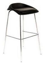 Tabouret haut Crony - assise en simili-cuir sur mousse et bois - piètement en acier chromé_0
