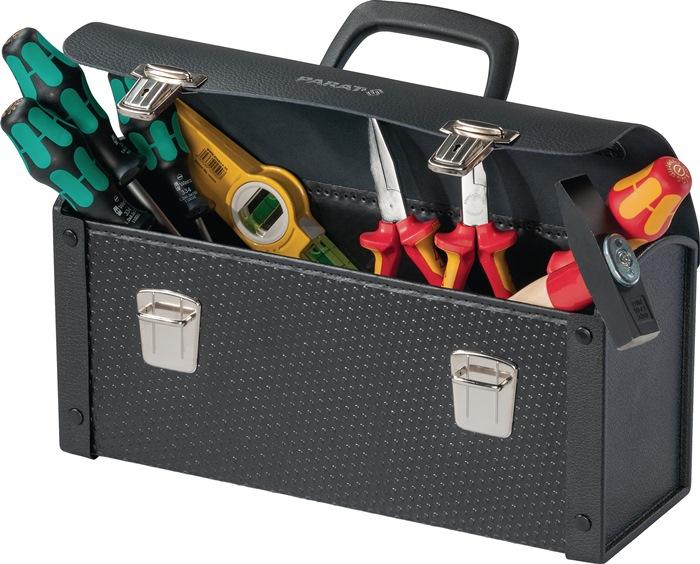 Trousse à outils en cuir vachette et Con-Pearl® - L370 x P140 x H190 mm - 7L - plastique, bandoulière amovible - PARAT_0
