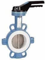 Vanne papillon TTV 1145 OC - PTFE sommier silicone - fluides corrosifs - manette - réf. 1145 - TS : -25 °C à +200 °C_0