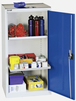 Armoire à outils monobloc - 2 tablettes télescopiques zinguées - H1000xL500xP500mm - Fabrication allemande_0