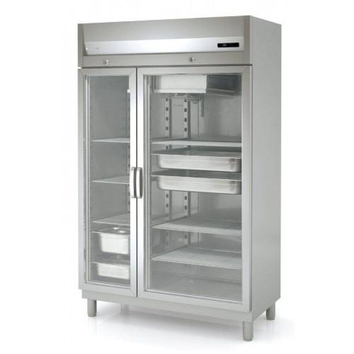 ARMOIRE VITRÉE RÉFRIGÉRÉE NÉGATIVE ÉTROITE GN 1/1 + GN 2/1 INOX 900 L CORECO