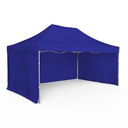 Assalit-Jean Tente pliante Barnum Aluminium 300x450cm - Bleu Foncé + 3 murs offerts - bleu SL3X450+3M08_0