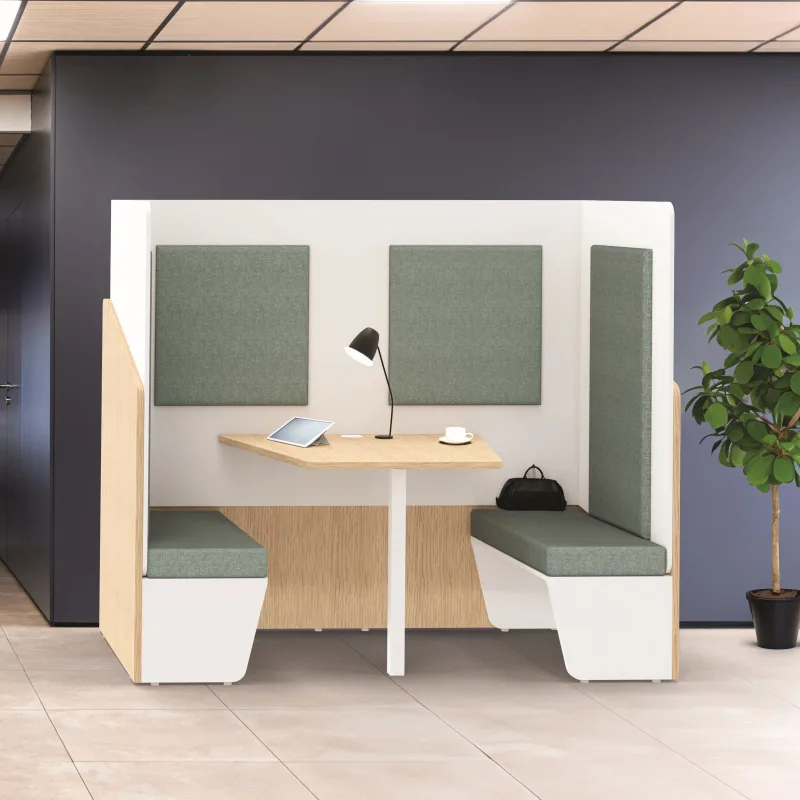 Cabine acoustique avec banc CALME Duo - Fabrication française - Panneaux mélaminés haute qualité - Marque Buronomic_0
