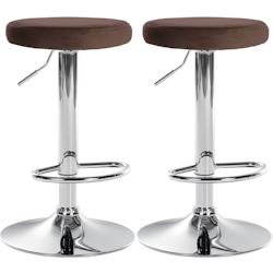CLP Lot de 2 tabourets de bar Ponte velours Marron/Métal chromé - marron textile 323462_0