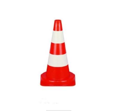 Cône de chantier en plastique 50 cm - rouge fluorescent avec bandes blanches - emboîtable_0