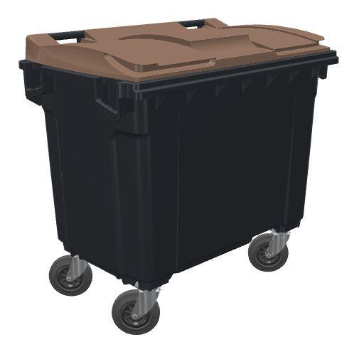 Conteneur poubelle bicolore 770L - Gris/Marron RAL 8025 - Marque Rolléco_0