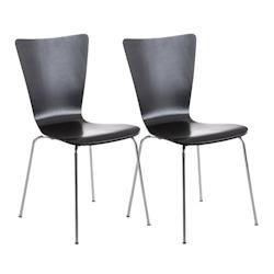 Décoshop26 - Lot de 2 chaises de cuisine salle à manger empilable en bois noir et structure stable à quatre pieds en métal 10_0003082 - noir 30002_0