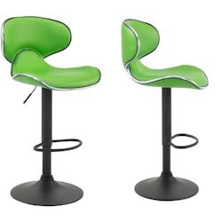 Décoshop26 - Lot de 2 tabourets de bar design contemporain pieds en métal noir assise en synthétique vert 10_0000341 - noir 3000852669605_0