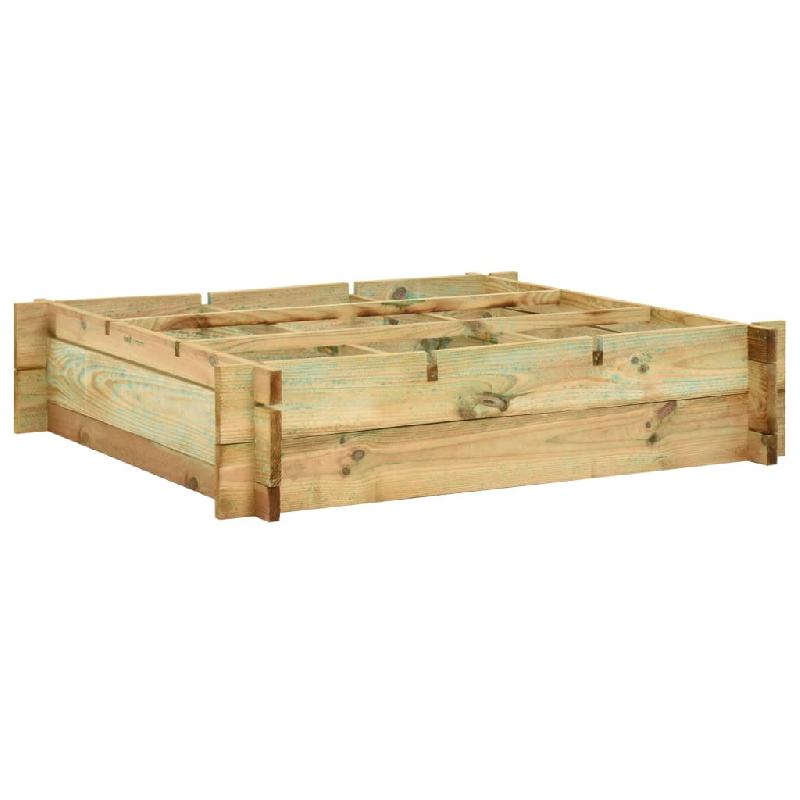 JARDINIÈRE LIT SURÉLEVÉ PLANTES FLEURS JARDIN 90 X 90 X 20 CM BOIS IMPRÉGNÉ 02_0000960_0