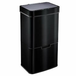 Kitchen Move - Poubelle automatique tri sélectif 75L NARVIK noir brillant avec double compartiment et recyclage_0