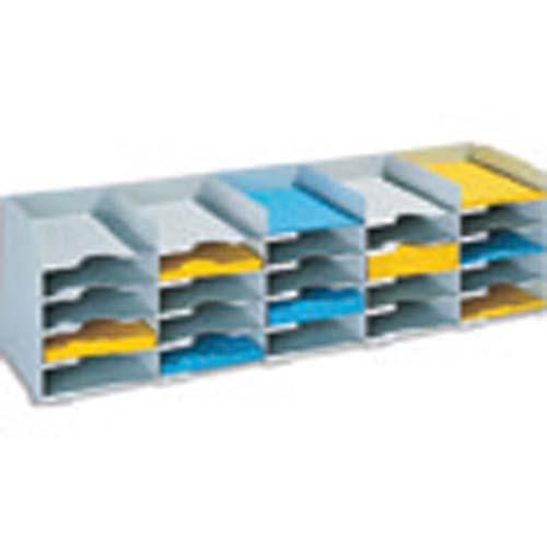 Paperflow bloc classeur à 20 cases fixes pour doc a4 capacité 500 feuilles l89,7 x h31,3 x p30,4 cm gris_0