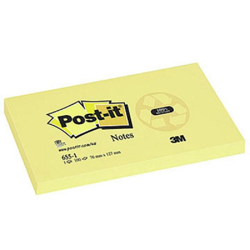 POST-IT® BLOC DE NOTES ADHÉSIVES - 76 X 127 MM - COULEUR : JAUNE PASTEL (PRIX À L'UNITÉ)