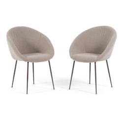 RATTATAN Lot de 2 chaises d’intérieur en tissu doux, pieds en métal, style moderne, pour cuisine, salle à manger ou bureau – IRIS – Beige/Tau_0