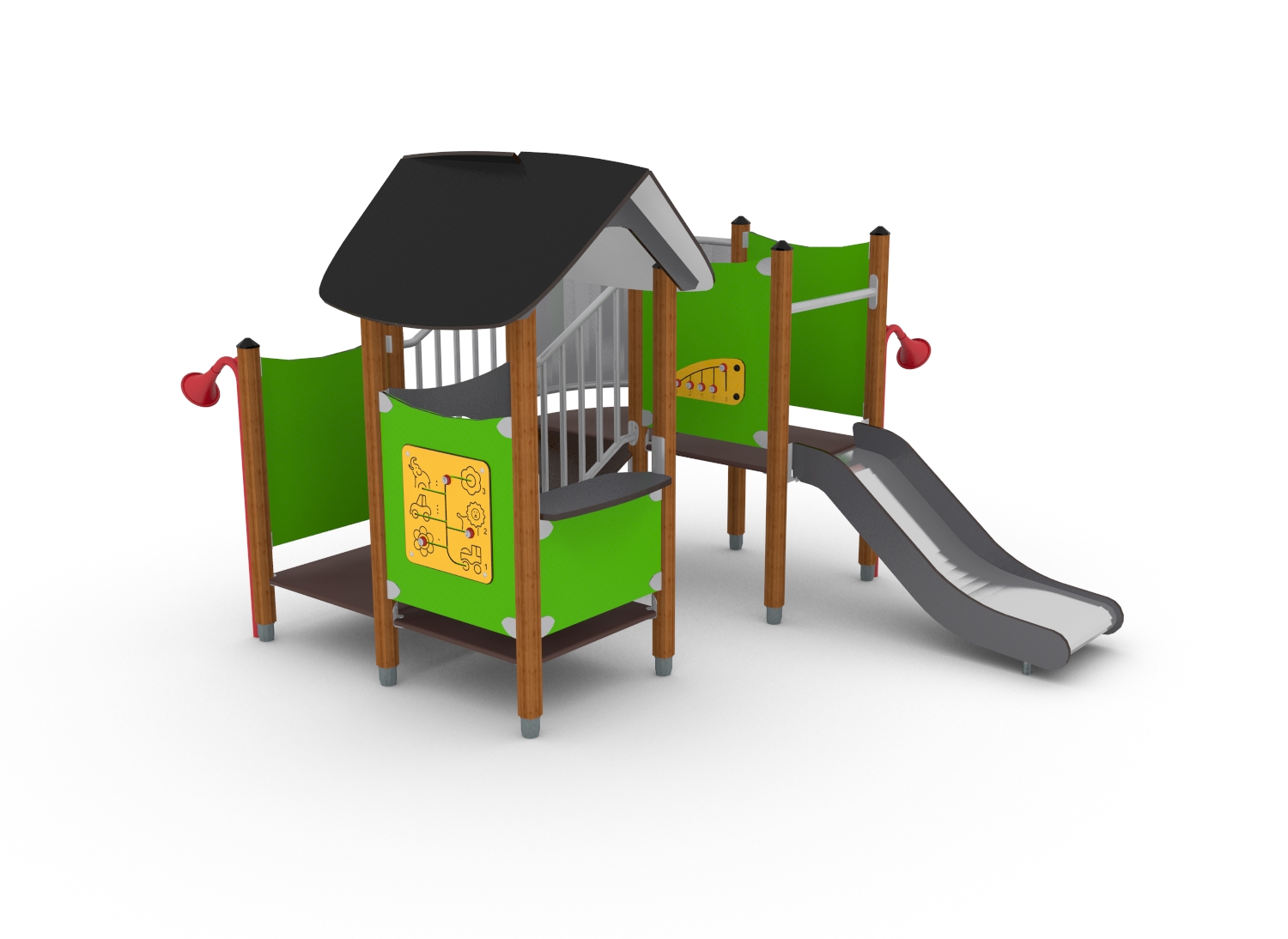 Structure multi-jeux Unimini Bexy - 1 à 5 ans - 8046903 - Hags - Poteaux bois et panneaux HPL_0