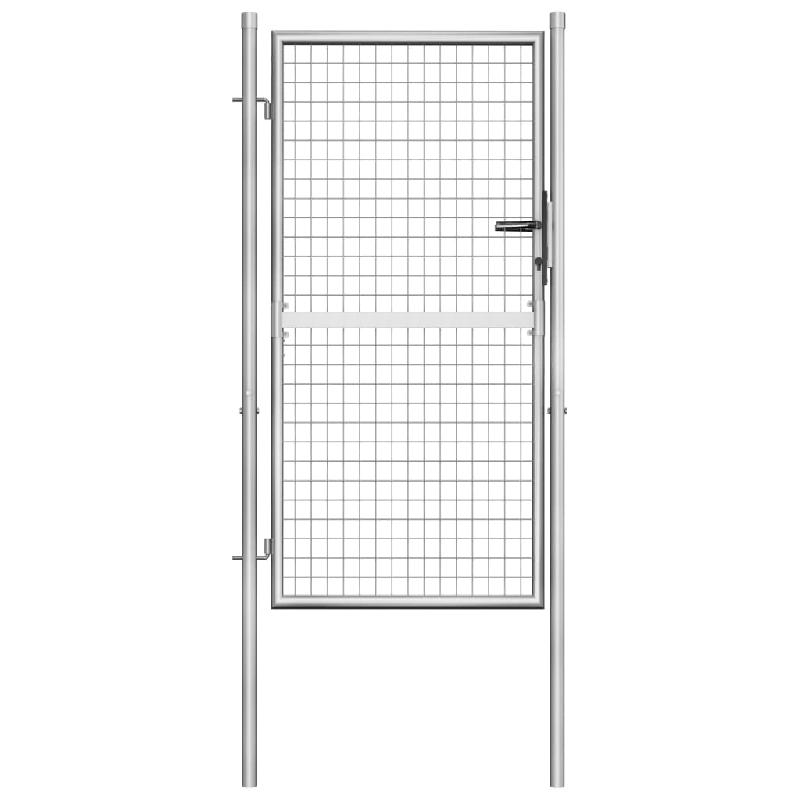 Vidaxl porte de jardin acier galvanisé 105x200 cm argenté 144758_0
