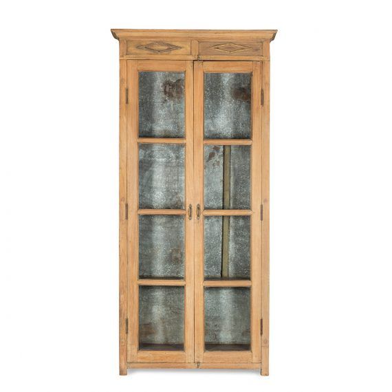 00119001000715 - Meuble présentoir vintage antique Francisco Segarra - Bois et tôle galvanisée - 125x35xh286cm_0