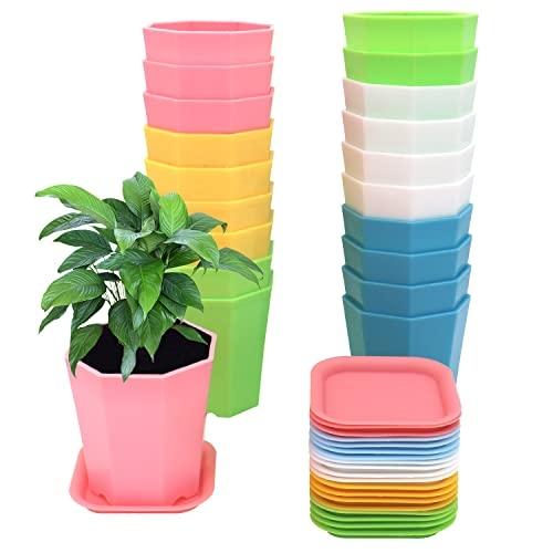 LOT DE 20 POTS DE FLEURS CARRÉS EN PLASTIQUE - 7 CM - MULTICOLORE U/N_0