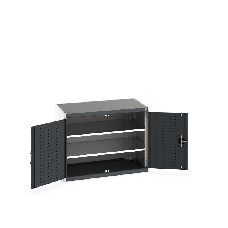 Armoire d'atelier Cubio SMF-1068-1.1 - Portes Perfo & 2 tablettes réglables - Charge lourde 1,5 tonne_0