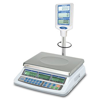 Balance commerciale poids prix avec colonne - Helmac - double échelon - 6 kg - connectable imprimante_0