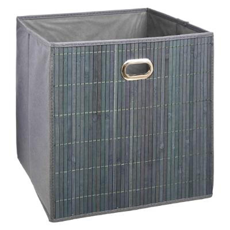 Boîte de rangement pliable en bambou 31x31 cm gris - Paris Prix_0