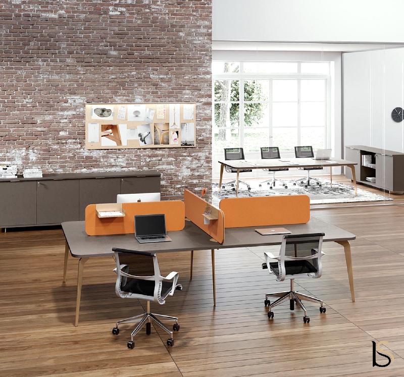 Bureau bench 4 personnes Blade - Alea - Non, 400, Cacao_1