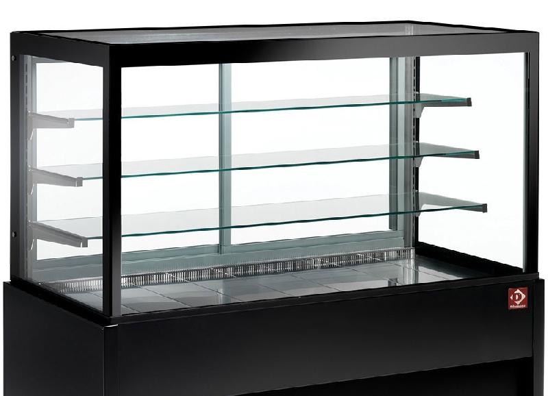 Comptoir vitrine panoramique chauffante 4 niveaux sans réserve noir 1200 mm de largeur - CB12HT-B9-P_0