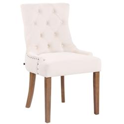 Décoshop26 - Chaise de salle à manger x1 design antique capitonné en velours crème avec 4 pieds en bois clair 10_0001943 - 3000250751438_0