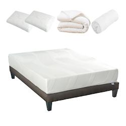 Ensemble   Matelas Mémoire de forme + Sommier + Accessoires 180x200 cm PARIS BELLECOUR - blanc Mousse à mémoire de forme 4VP.PA.K15.K.1820_0