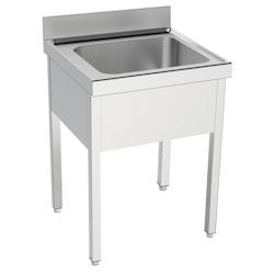 EURAST - Evier avec support 1 cuve 500x400x250 - 600x600x850 mm - 20410606 - inox 20410606_0