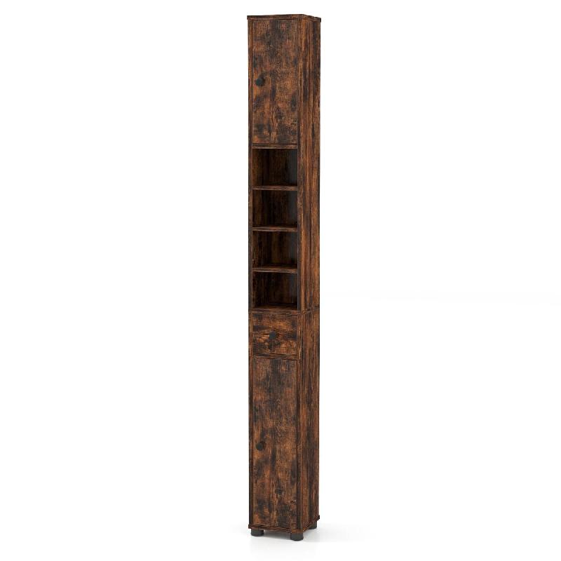 Helloshop26 - Armoire de rangement slim 20 x 20 x 180 cm avec étagères ajustables pour petits espaces style moderne en MDF marron 20_0015571 - marro_0