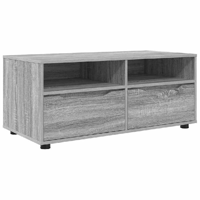 Helloshop26 - Meuble TV rectangulaire moderne avec tiroirs et étagères salon 100 x 48 x 43 cm en bois gris sonoma 02_0054667 - gris Bois massif 3000_0