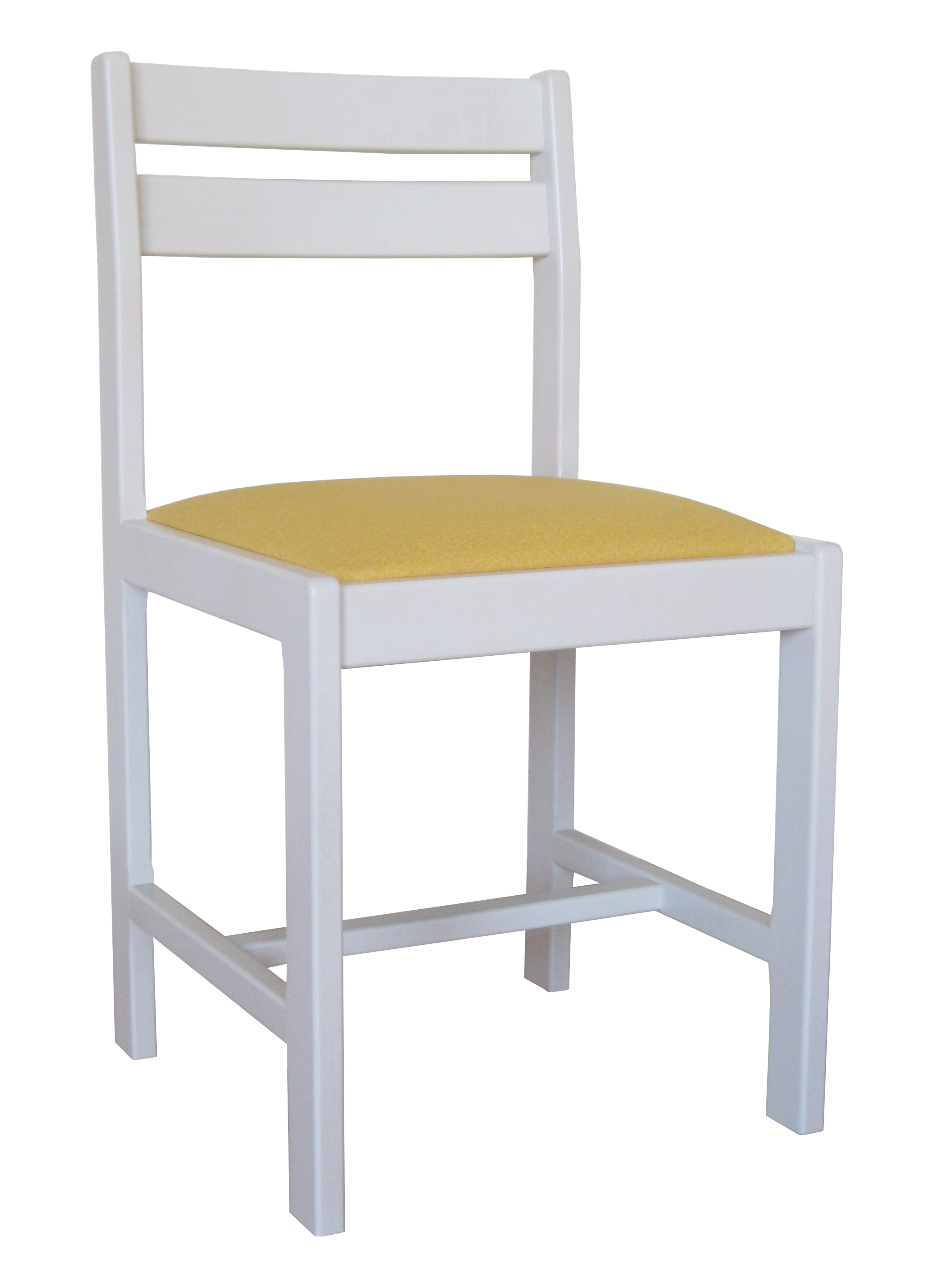 Lot de 2 chaises Aradis en hêtre massif - blanc et jaune - fabrication française - assise garnie mousse polyéther_0