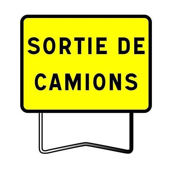 Panneau de chantier KC1 800X600 Sortie de camion - Tailles : 800 X 600 CLASSE 2_0