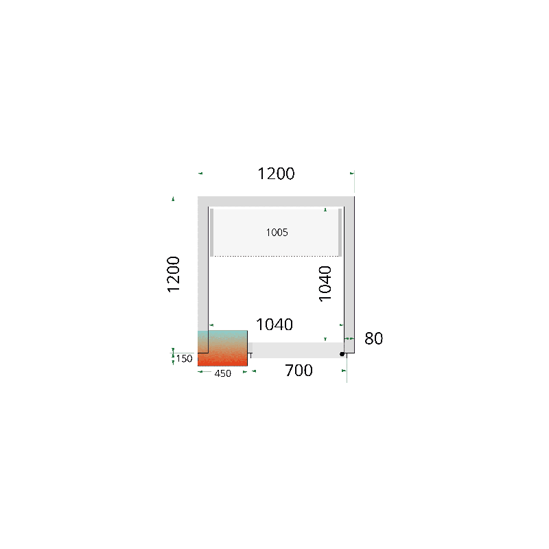 Panneaux de chambre froide TEFCOLD 80 mm - Isolation en polyuréthane - Dimensions 1200x1200x2200 mm_0