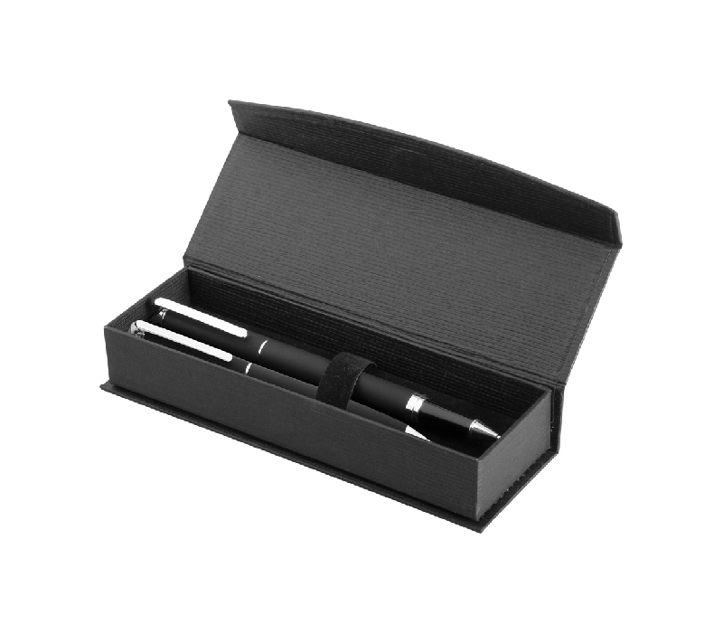 Parure stylo à bille et roller - coffret magnétique cartonné - encre noire_0