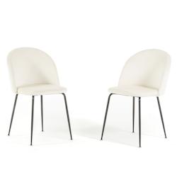 RATTATAN Lot de 2 chaises en velours avec pieds en métal, design élégant pour cuisine, salle à manger, bar ou restaurant – Sara – Blanc/Gris f_0