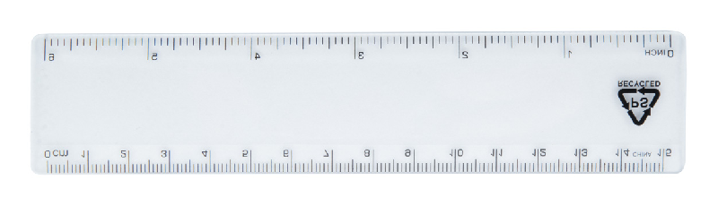 Règle en plastique PS recyclé - 15 cm - transparente - 12,5 g_0