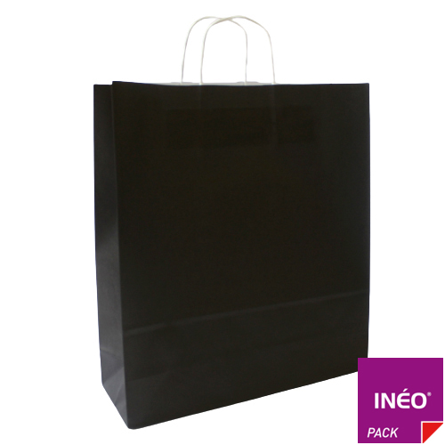 Sac kraft noir à poignées torsadées (paquet de 50) - sac kraft personnalisable - plusieurs dimensions_0