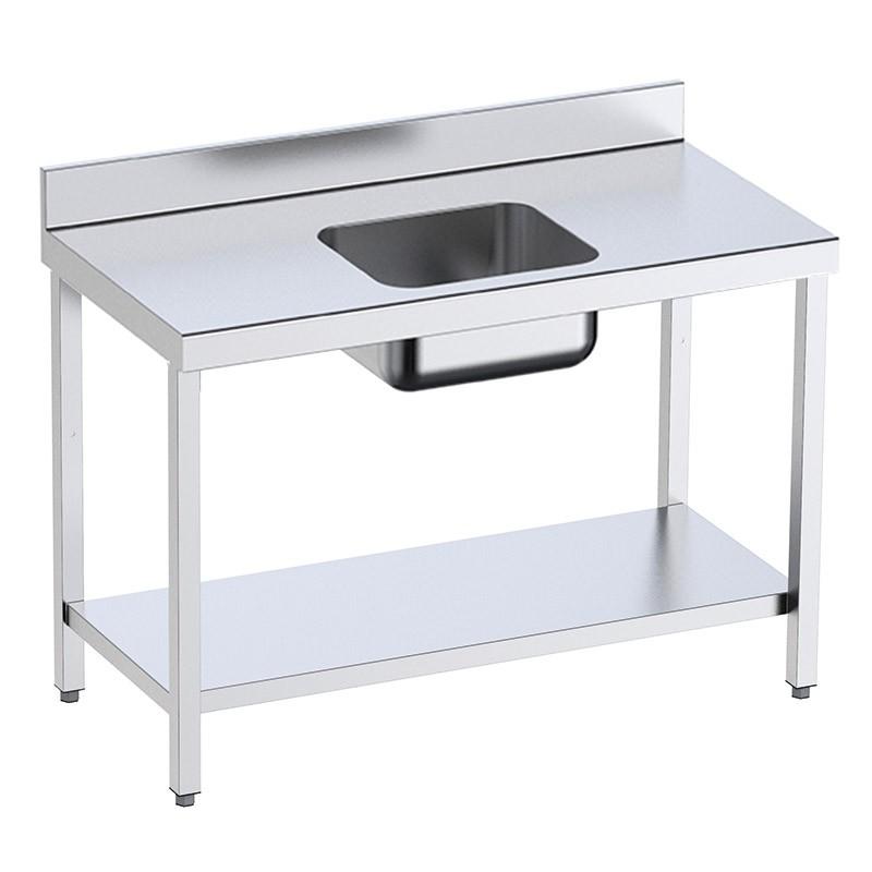 Table inox de préparation avec bac centrale et étagère P 700 mm | Distform - 1600_0