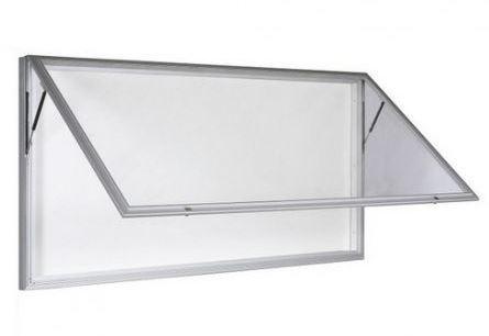 Vitrine extérieure 1000 - Porte levante - Simple face - Cadre aluminium 75 mm - Vitrage plexichocs_0